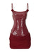 1980er Solide Pailletten Patchwork Mini Kleid