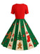 Rot & Grün 1950er Weihnachten Schneeflocke Swing Kleid