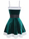 1970er Weihnachten Samt Plüsch Spaghetti Träger Mini Kleid