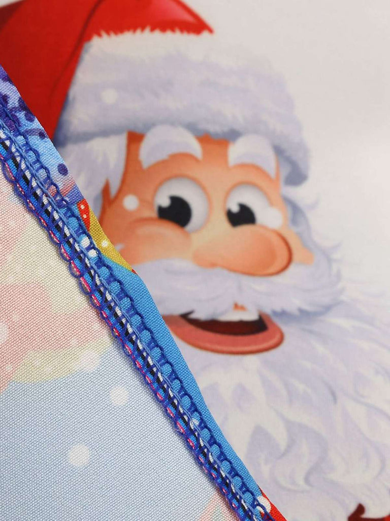 1950er Weihnachtsmann Schneeflocke U-Kragen Swing Kleid