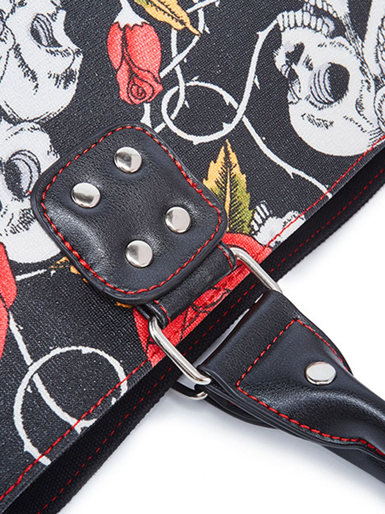 Vintage Punk Schädel & Rose Drucken Handtasche