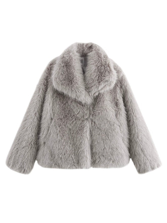 Grau 1980er Kunstpelz Kurzer Jacke