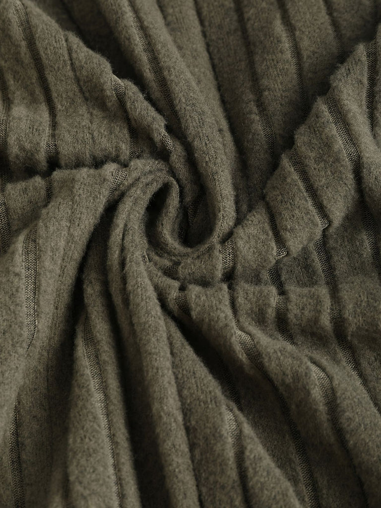 [Übergröße] Grün 1940er Stricken Layered Long Sleeve Gürtel Kleid