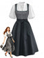 Grünes 50er Oktoberfest-Dirndl-Set mit Spitzentop und Bordürenprint