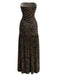 Dunkelbraun 1930er Trägerlos Zebra Muster Netz Schlitz Kleid