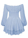 1950er Uni Schulterfrei Langarm Gesmoked Mini Kleid