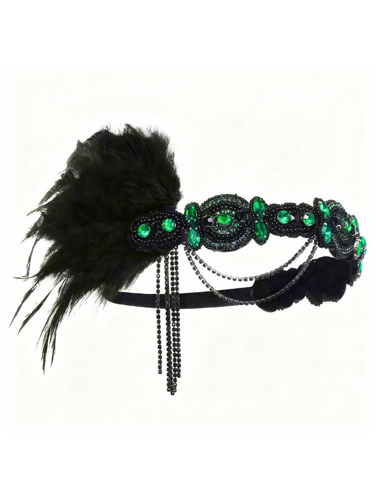 1920er Gatsby Feder Kristall Flapper Stirnband