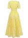 1940er Ösen Spitze V-Ausschnitt Gestuft Maxi Kleid