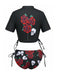1980er Totenkopf Rose Grafik Tankini Set