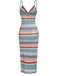 1970er Träger Bunt Streifen Binden Boho Kleid