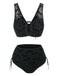 Schwarz 1980er Träger Fledermäuse Netz Gothic Bikini Set