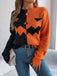 1940er Halloween Kürbis Gesicht Farbblock Stricken Pullover