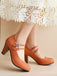 Orange Doppelschnalle Träger Mary Jane Heels Schuhe