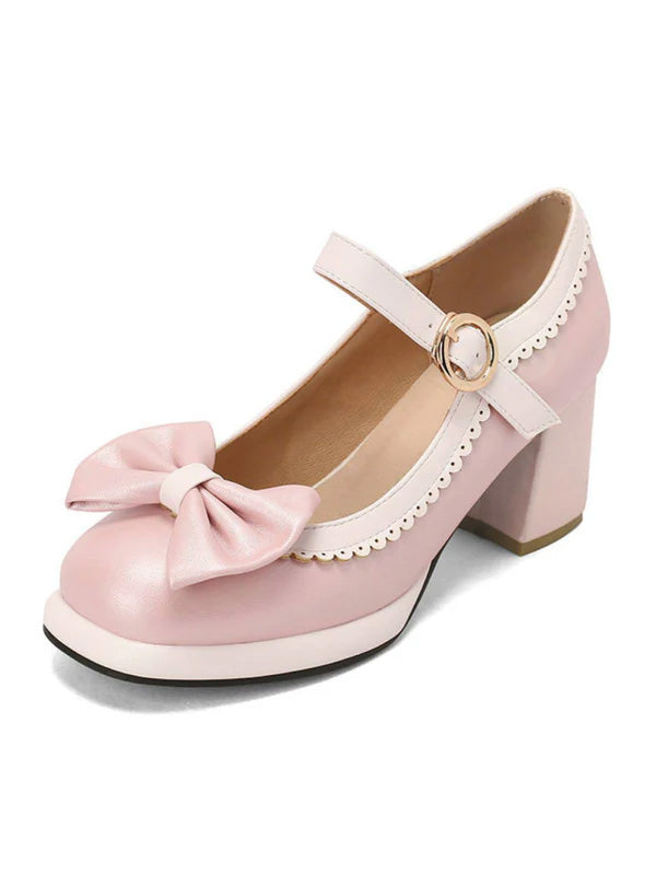 BOWKNOT CHUNKY HEELS MARY JANE SCHUHE