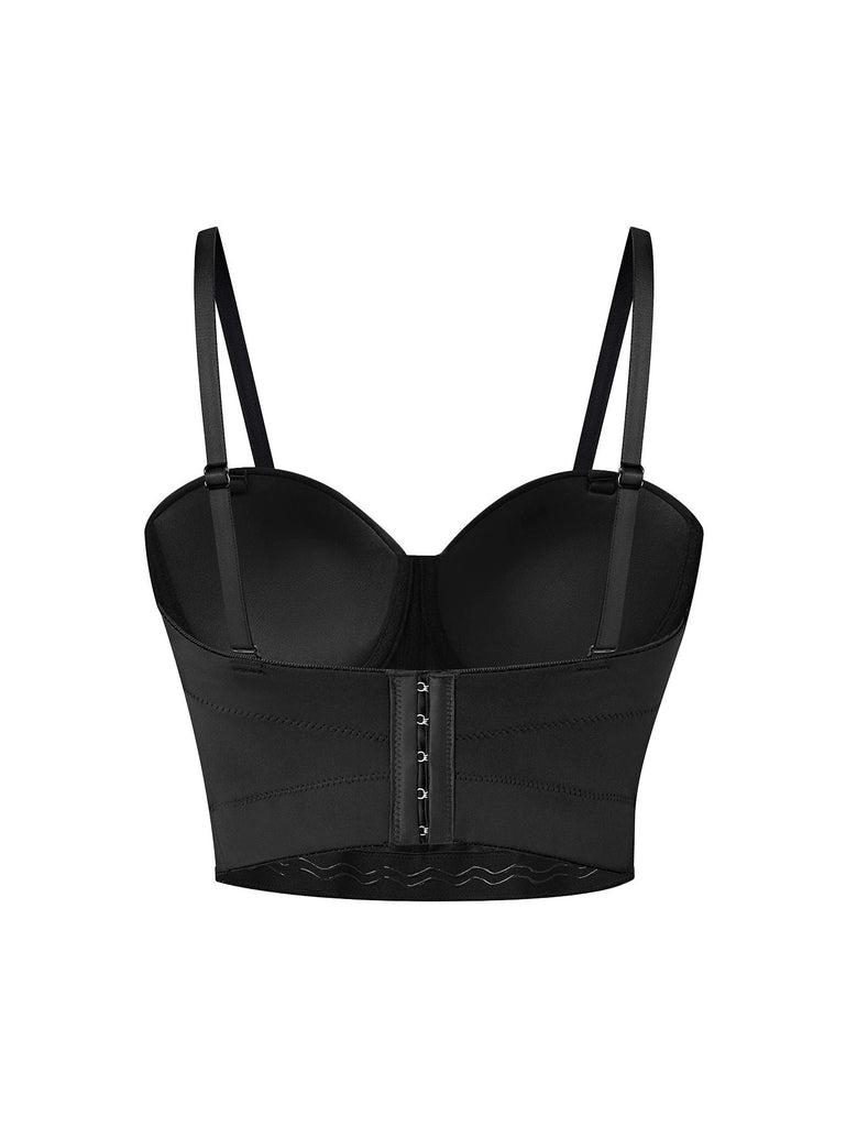 Schwarz 1970er Strassstein Spinnennetz Crop Top
