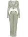 2PCS 1960er Häkel Langarm Strand Cover-Up Set