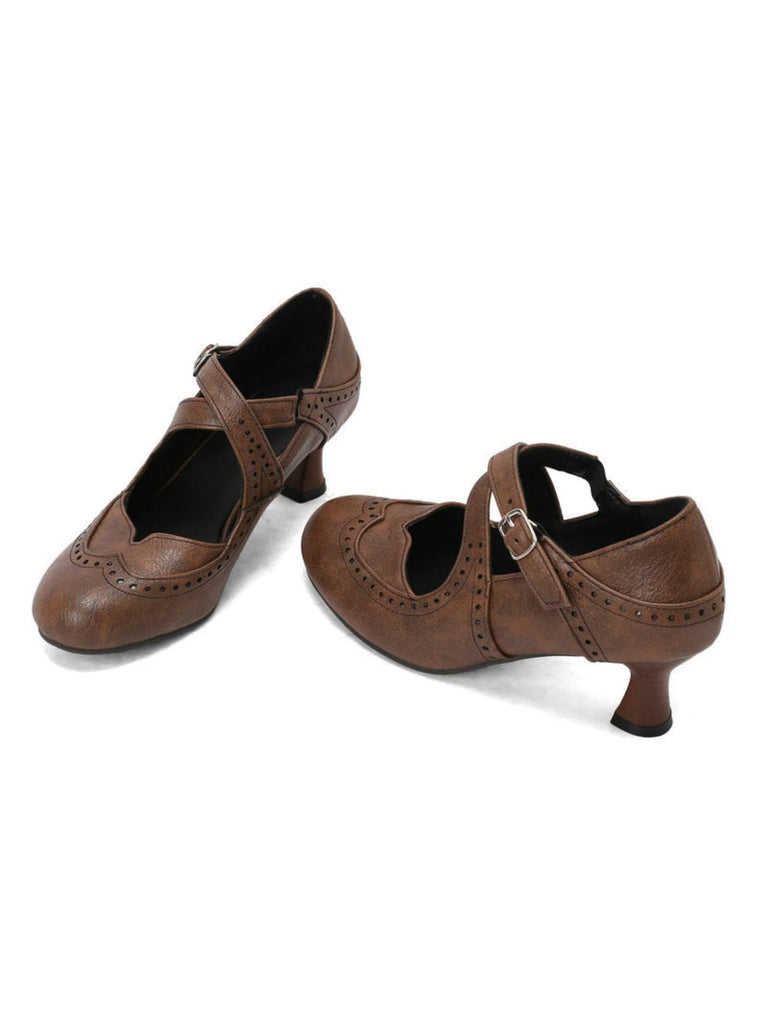Kreuz-Träger Perforiert Mary Jane Heels