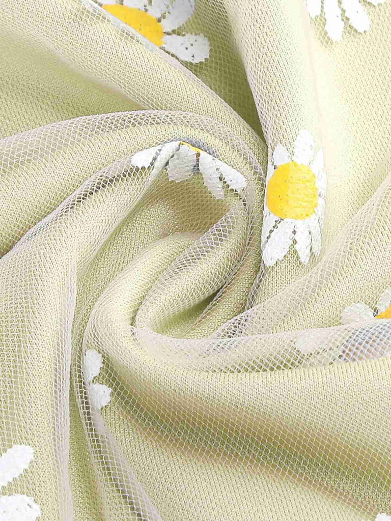 1940er Gänseblümchen Netz Hohe Taille A-Linie Rock