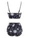 Schwarz 1980er Träger Galaxie-Druck Gothic Bikini Set