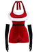 1970er Weihnachten Samt Faux Fur Trim Halter Romper Set