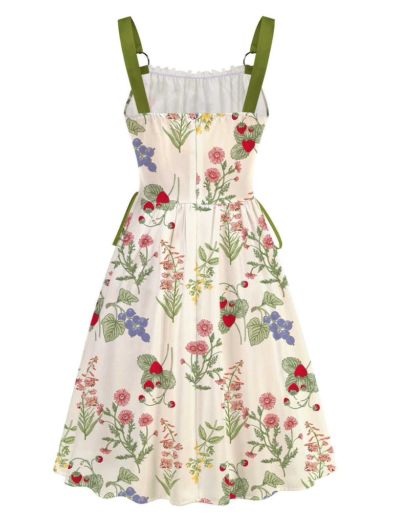 1950er Träger Blumen Schnürung Korsett Kleid
