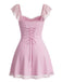 1960er Spitze Karree Ausschnitt Rückenfrei Kleid