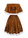 2PCS Braun 1940er Weihnachtselch Cape & Samt Kleid