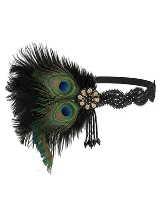 1920er Gatsby Pfau Feder Flapper Quaste Stirnband
