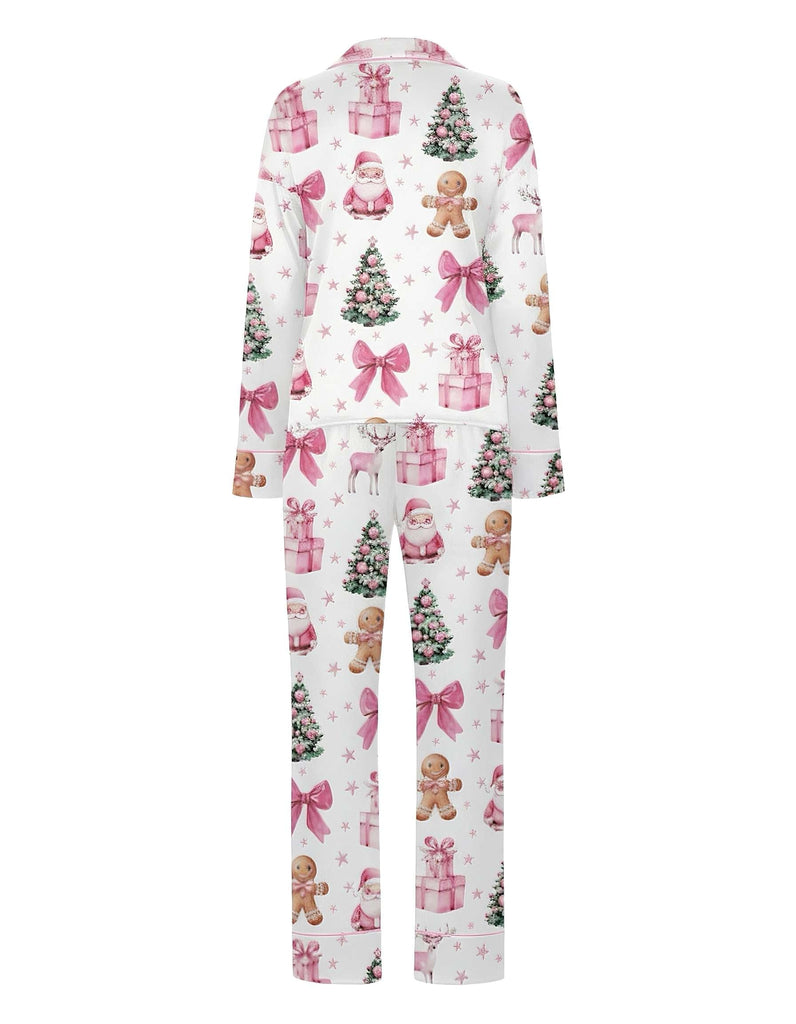 Weiß 1940er Weihnachten Candy Canes Pyjama Set
