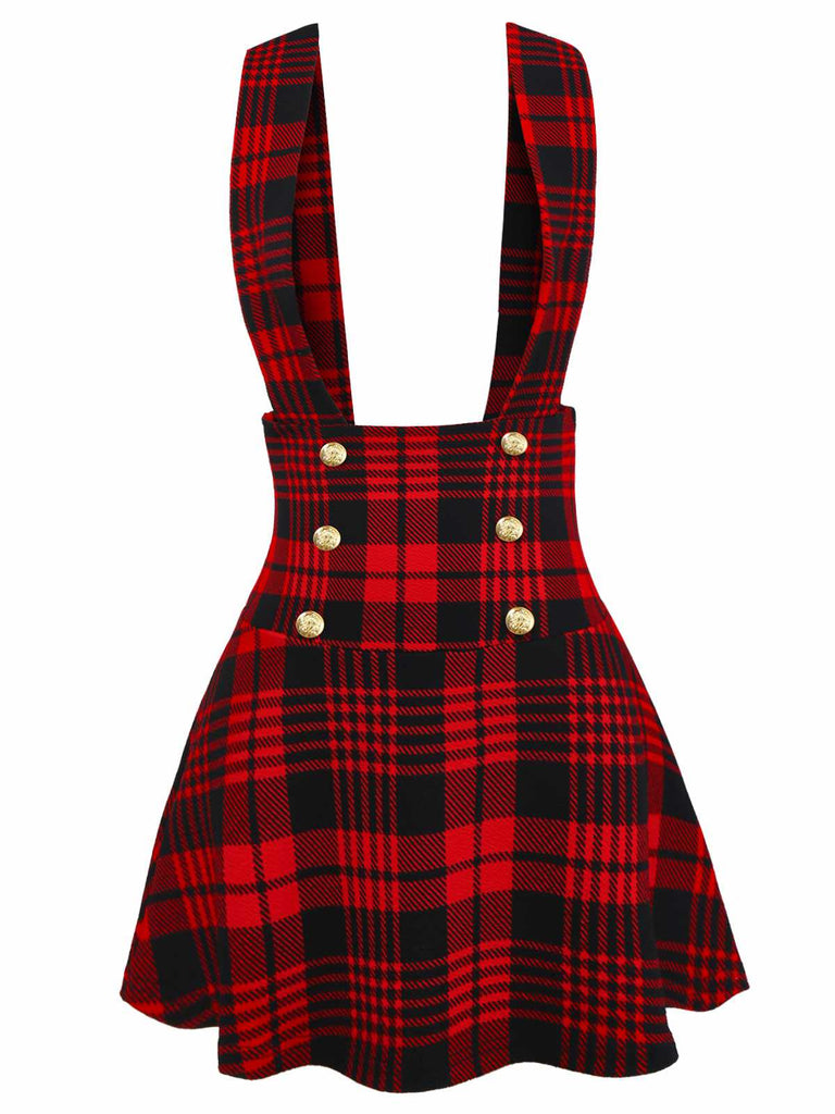 Rot 1970er Plaids Tasten Suspender Rock