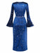 Blau 1970er Halloween Magician Cosplay Schlitz Kleid Mit Hut