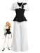 2-teiliges Set im Stil der 1950er Jahre: Schwarz-Weißes Cape-Kragen-Set mit Farbblock-Design (Oberteil und Hose).