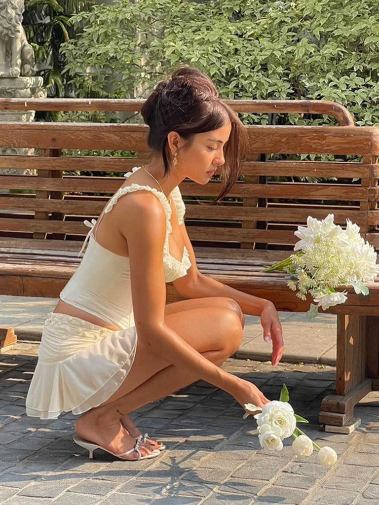 1960er Netz Patchwork Rüschen Korsett Leibchen