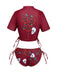 1980er Totenkopf Rose Grafik Tankini Set