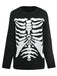 Schwarz 1950er Halloween Skeleton Druck Strick Pullover