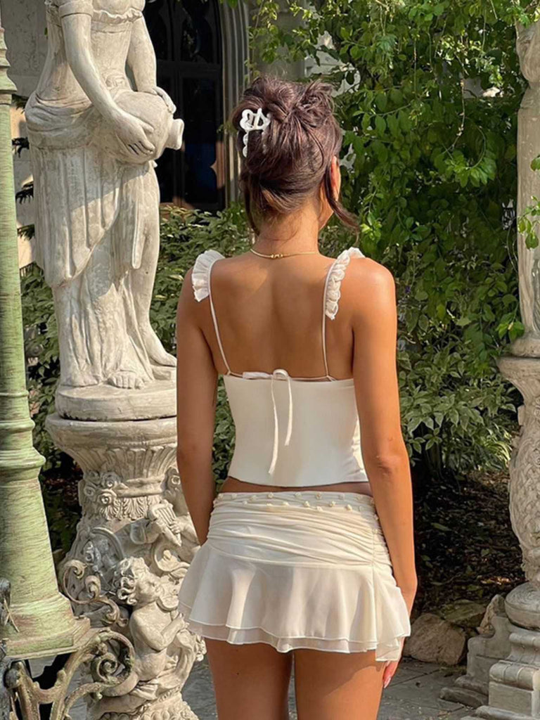 1960er Netz Patchwork Rüschen Korsett Leibchen