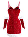 Rot 1960er Weihnachten Pailletten Twisted Kleid Set
