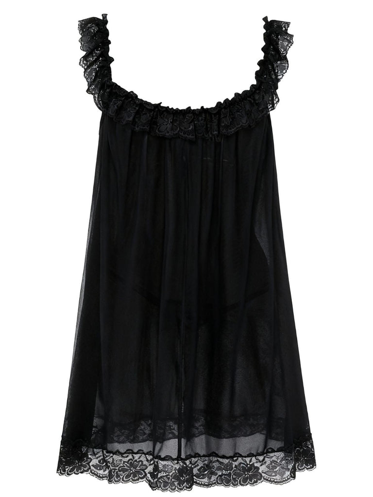 1950er Bogen Spitze Besatz Netz Babydoll Nachthemd