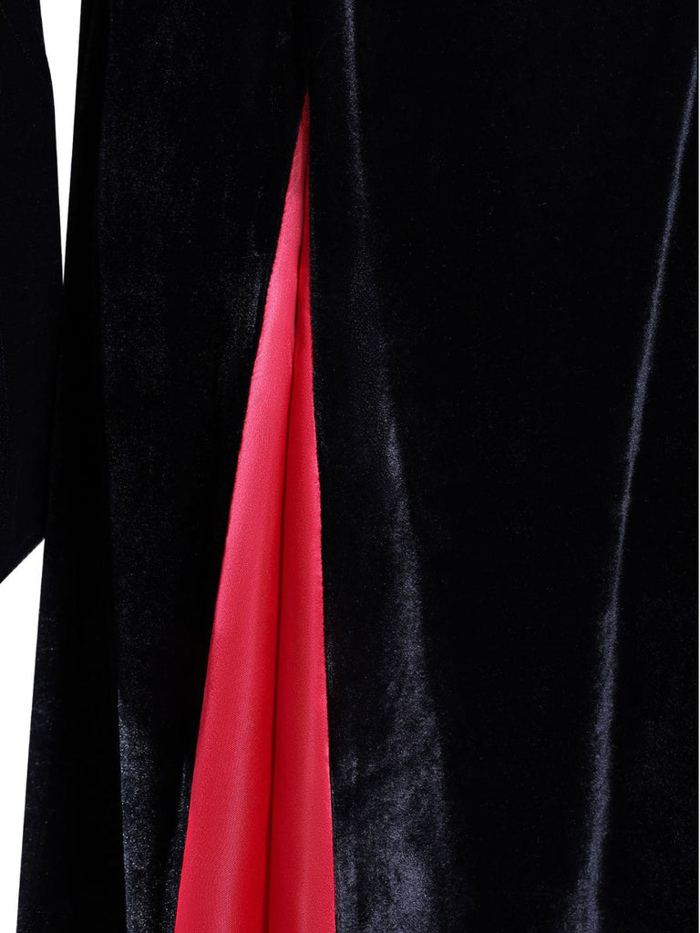 1930er Samt Glockenärmel Mittwoch Addams Stil Kleid