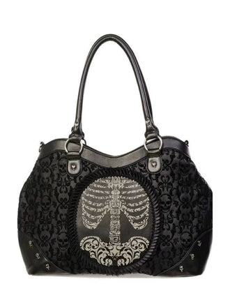 Schwarz Gothic Skeleton Spitze Handtasche