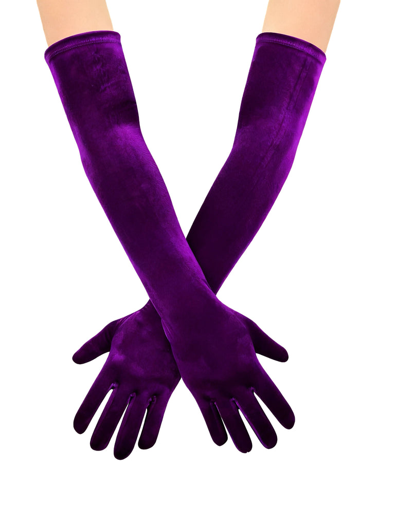 Vintage Solide Thick Samt Lange Handschuhe