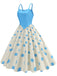 1970er Träger Patchwork Polka Dots Swing Kleid