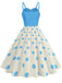 1970er Träger Patchwork Polka Dots Swing Kleid