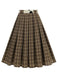 1950er Polka Dot Gürtel Plaid Plissiertes Rock