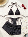 50er Bikini & Shorts mit Polka-Dots und Neckholder