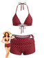 50er Bikini-Set & Shorts mit Polka-Dots und Neckholder