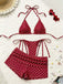 50er Bikini & Shorts mit Polka-Dots und Neckholder