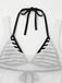 3PCS 1980er Streifen Bikini Set & Durchsichtig Cover-Up Tank