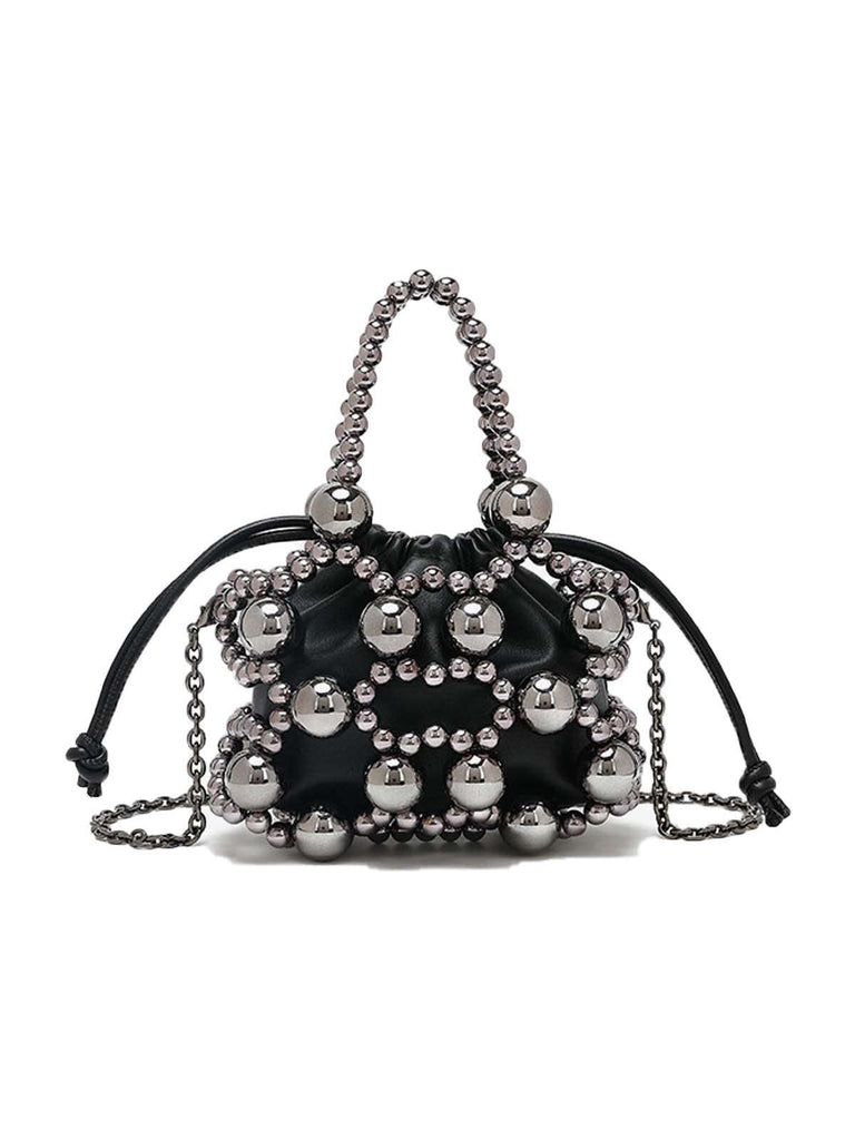 Metallisch Perlen Kordelzug Mini Beutel Tasche