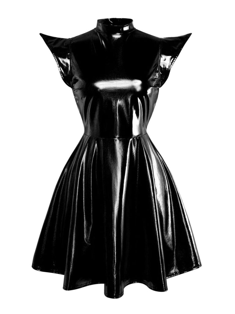 1980er Metallisch Futuristisch Party Mini Kleid